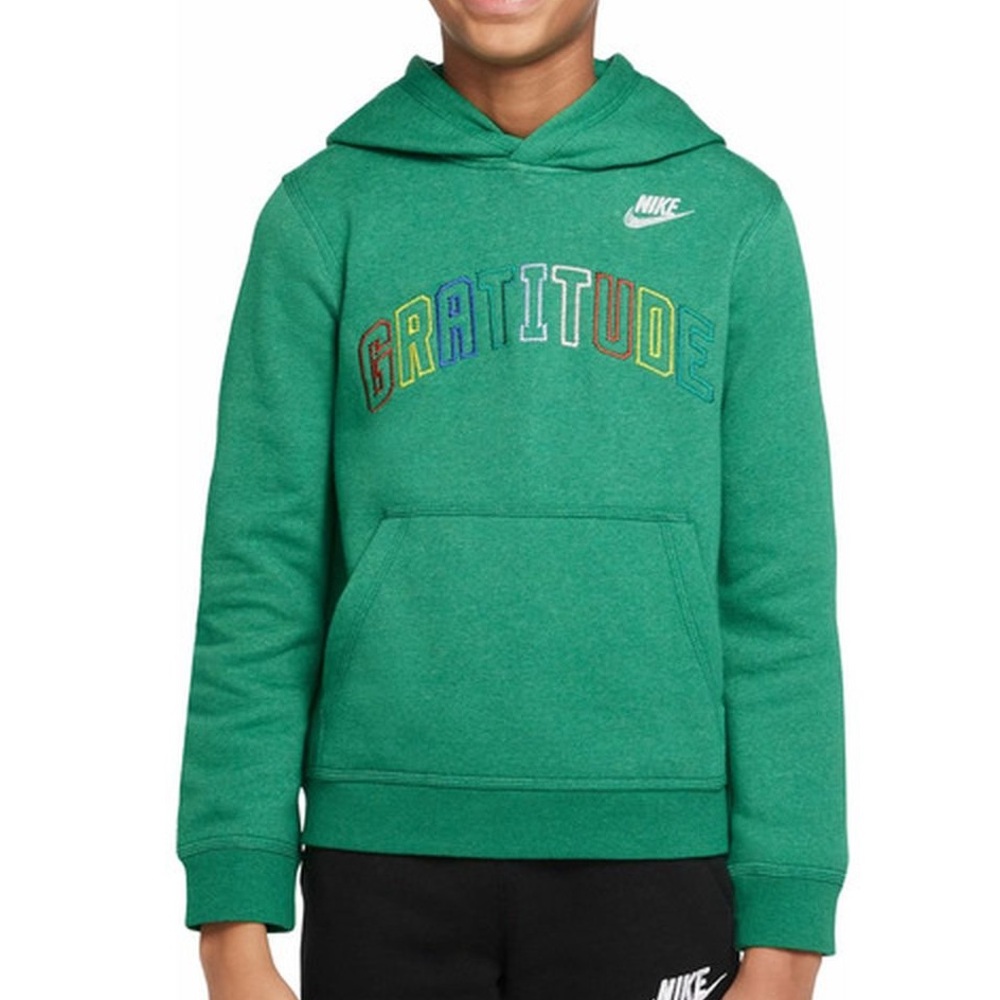 Nike- Green 'GRATITUDE' Hoodie with Multicolor Lettering Size Medium UNISEX